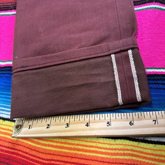 Naked & Famous Selvedge Jeans Mens 29x34 Pomegranate Denim Japanese Selvedge Red - Picture 6 of 13